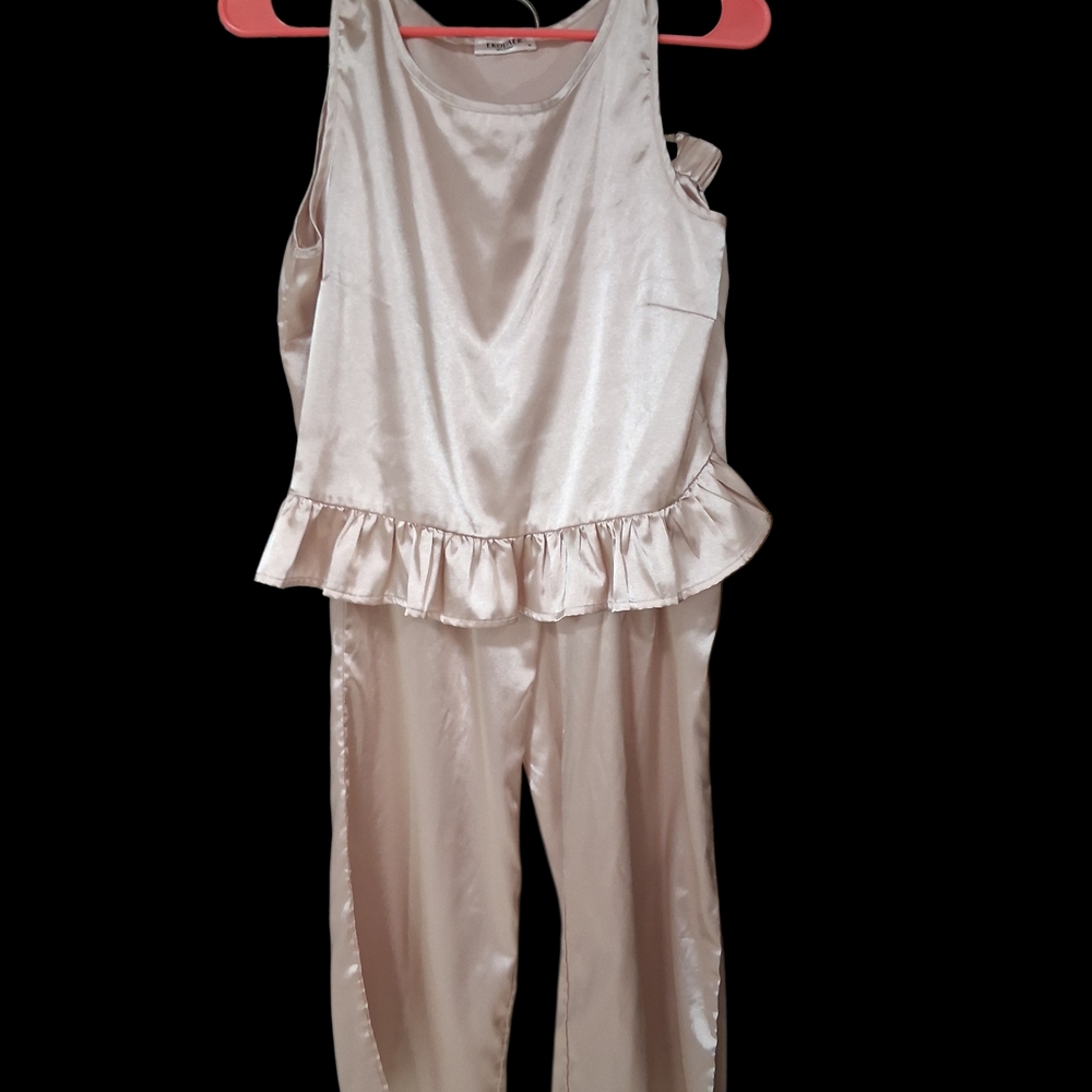 Elegant Cream Satin Pajama Set